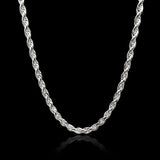 Unisex 48CM X 5MMTarnish-Proof Silver Rope Chain Necklace - Stainless Steel