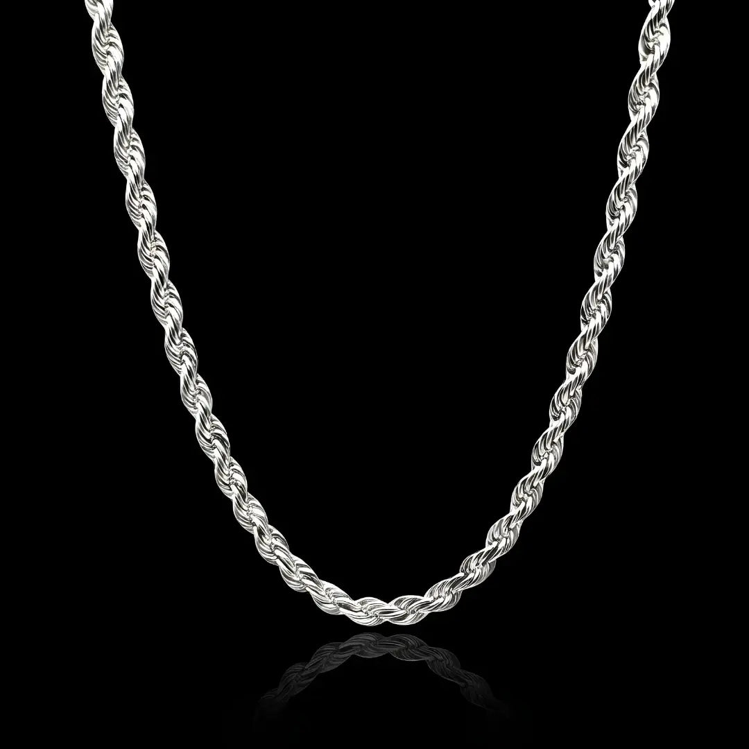 Unisex 48CM X 5MMTarnish-Proof Silver Rope Chain Necklace - Stainless Steel