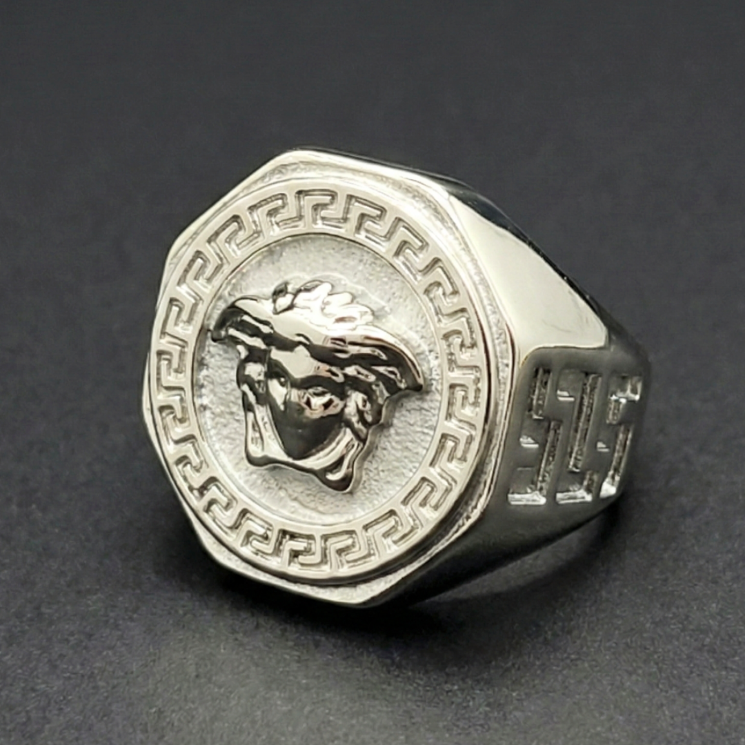 Silver Mythic Head Statement Ring – Bold Luxury Design for Men