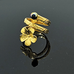 Load image into Gallery viewer, 18K Gold Filled Hawaiian Plumeria Ring with Black Pearl