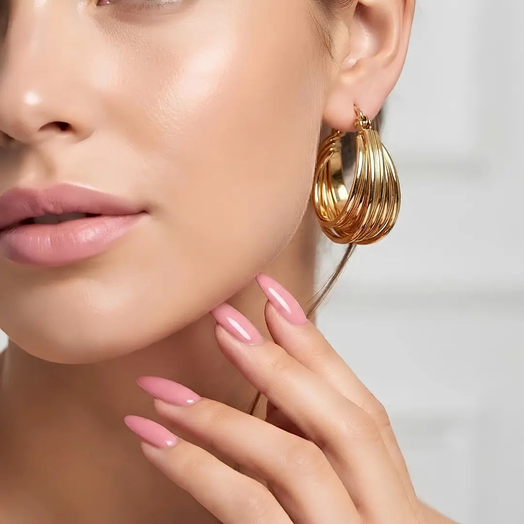 18K Gold Filled Tarnish Proof Hawaiian Multi-Strand Twisted Hoop Earrings