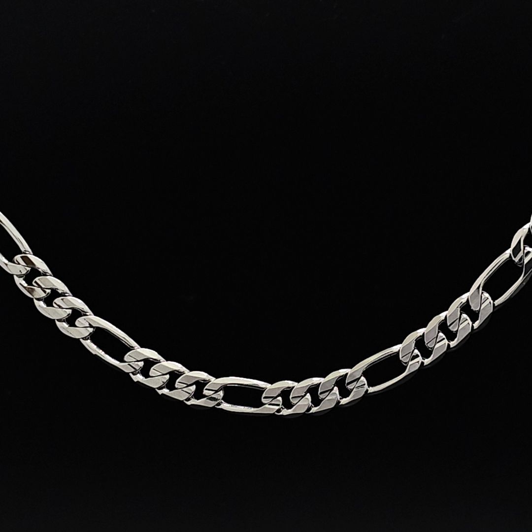 Silver Rhodium Plated 6MM Figaro Chain