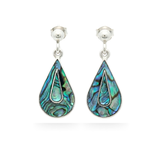 Natural Silver Paua Abalone Shell Teardrop Earrings – Ocean-Inspired Coastal Drop Earrings for Women