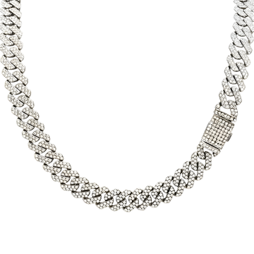 Silver Iced-Out Cuban Link Chain 55cm x 14mm