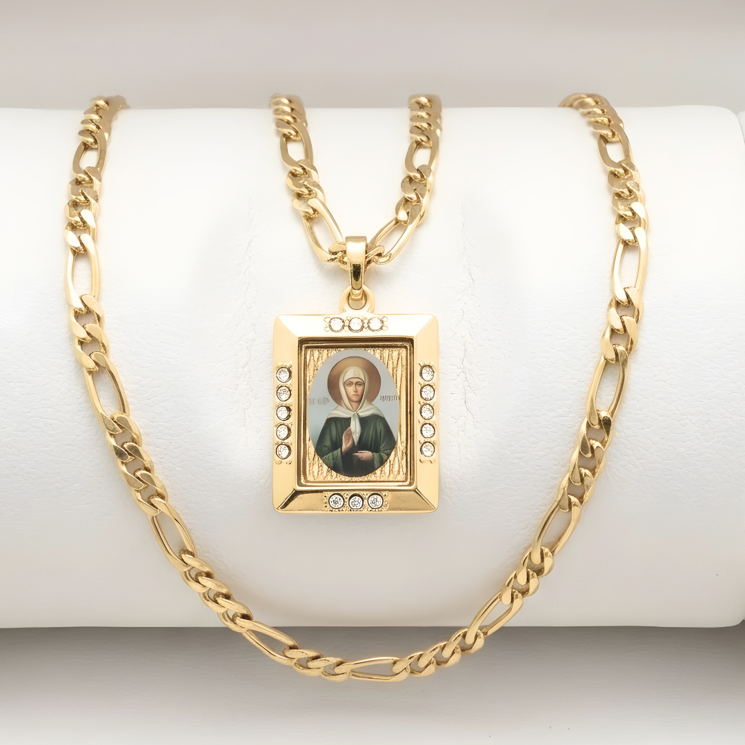 18K Gold Filled Holy Virgin Mary Pendant Necklace