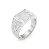 Men's Diamond Pave Signet Ring in Sterling Silver (Tarnish-Proof) - Size 12
