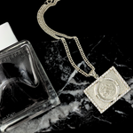 Load image into Gallery viewer, Silver Rhodium Plated Square Sovereign Pendant with CZ
