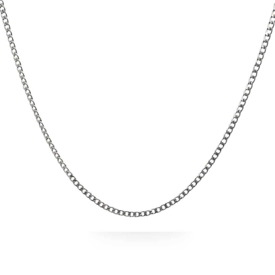 Silver Rhodium plated Tarnish Proof Cuban Link Chain