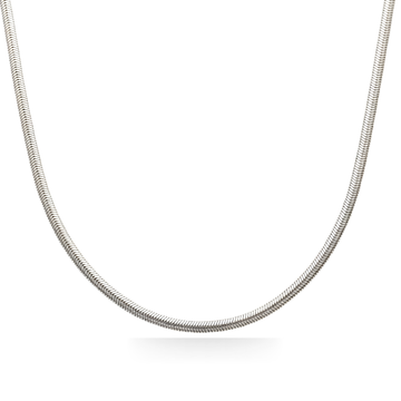 Silver Round Snake Chain Necklace (50cm x 4mm) – Flexible Liquid Silver Collar Necklace for Women & Men