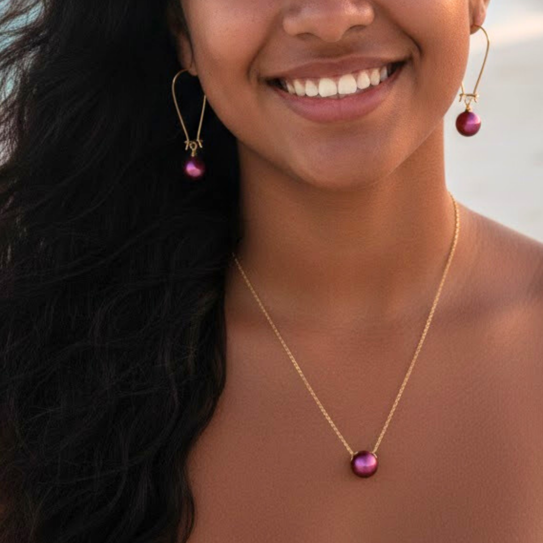 18K Gold Filled Hawaiian Pearl Set