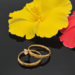 Load image into Gallery viewer, Gold Toned Hawaiian Engagement Couple Rings
