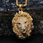 Load image into Gallery viewer, 18k Gold Filled Lion Head Pendant with CZ
