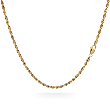 18K Gold Filled Classic Diamond-Cut Rope Chain Necklace (50cm x 6mm) – Heavyweight Twisted Gold Chain for Men & Women
