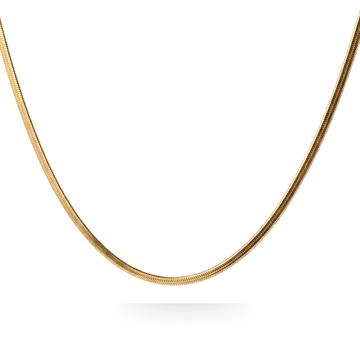 18K Gold Filled Herringbone Flat Snake Chain Necklace (60cm x 4mm) – Flexible Liquid Gold Collar Necklace for Women & Men