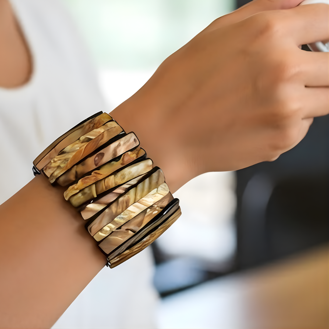 Brown Mother of Pearl Stretch Bracelet – Adjustable
