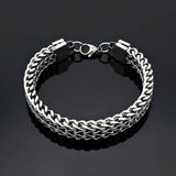 23CM x 14MM Men's Stainless Steel Franco Wheat Chain Bracelet -  Heavy Duty Silver Curb Link Bangle, Tarnish-Proof Waterproof Jewelry