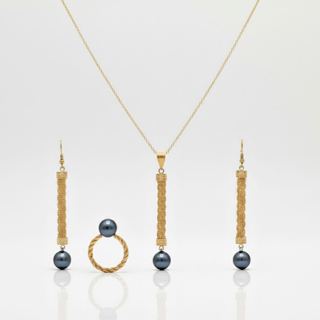 18K Gold Filled Hawaiian Pearl Set with Ring