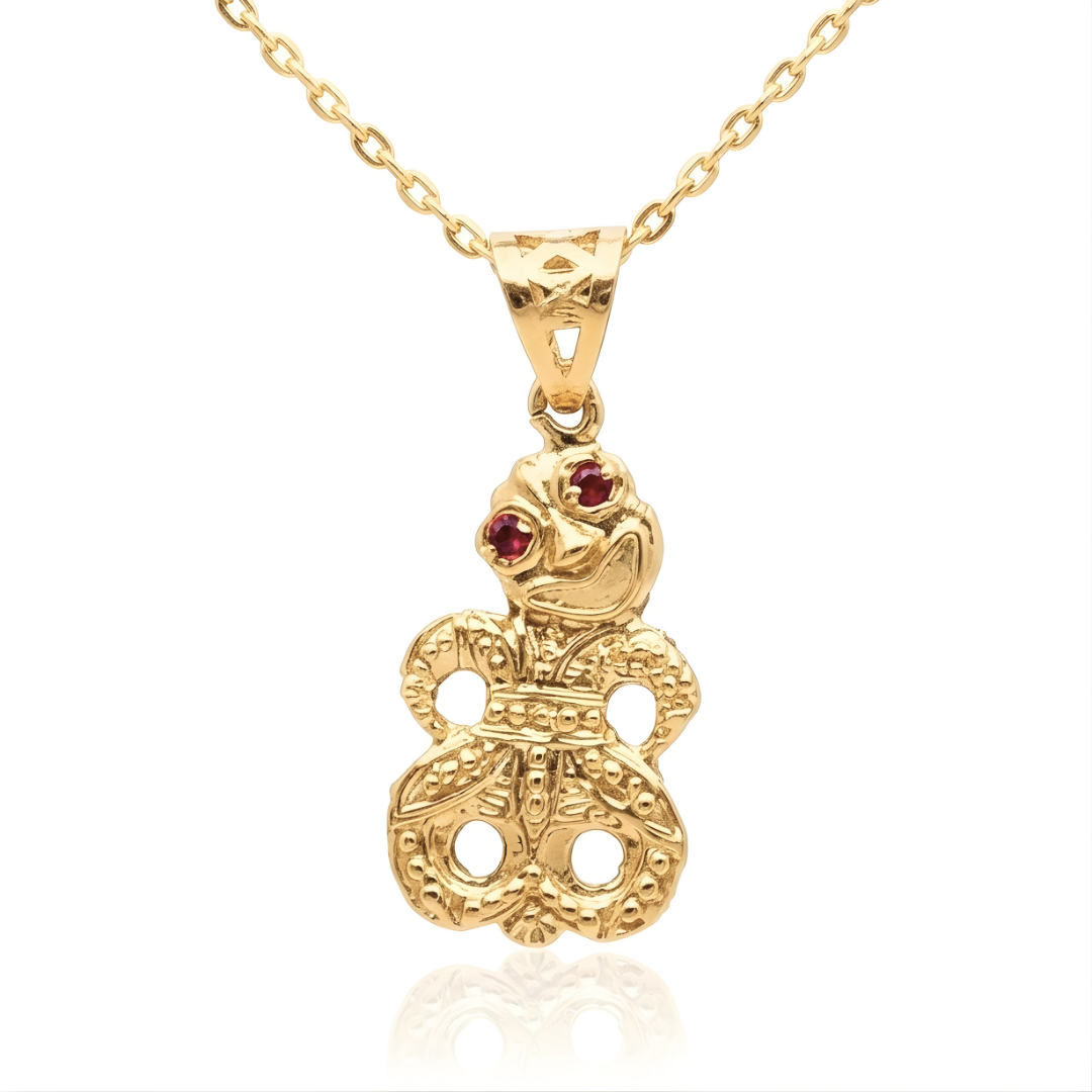 18K Gold Filled Māori Hei Tiki Pendant Necklace