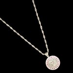 Load image into Gallery viewer, Silver Rhodium Plated Tarnish Free Sovereign Pendant Necklace with Ruby &amp; CZ
