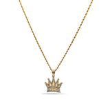 18K Gold Filled King Crown Pendant Necklace with 60cm Rope Chain