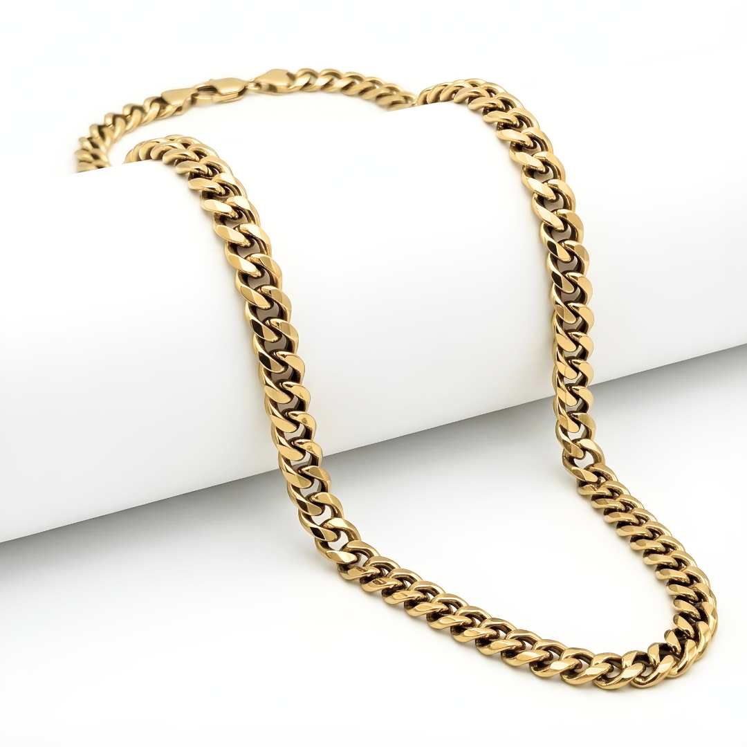 18K Gold Filled Cuban Link Chain Necklace 58cm x  6mm
