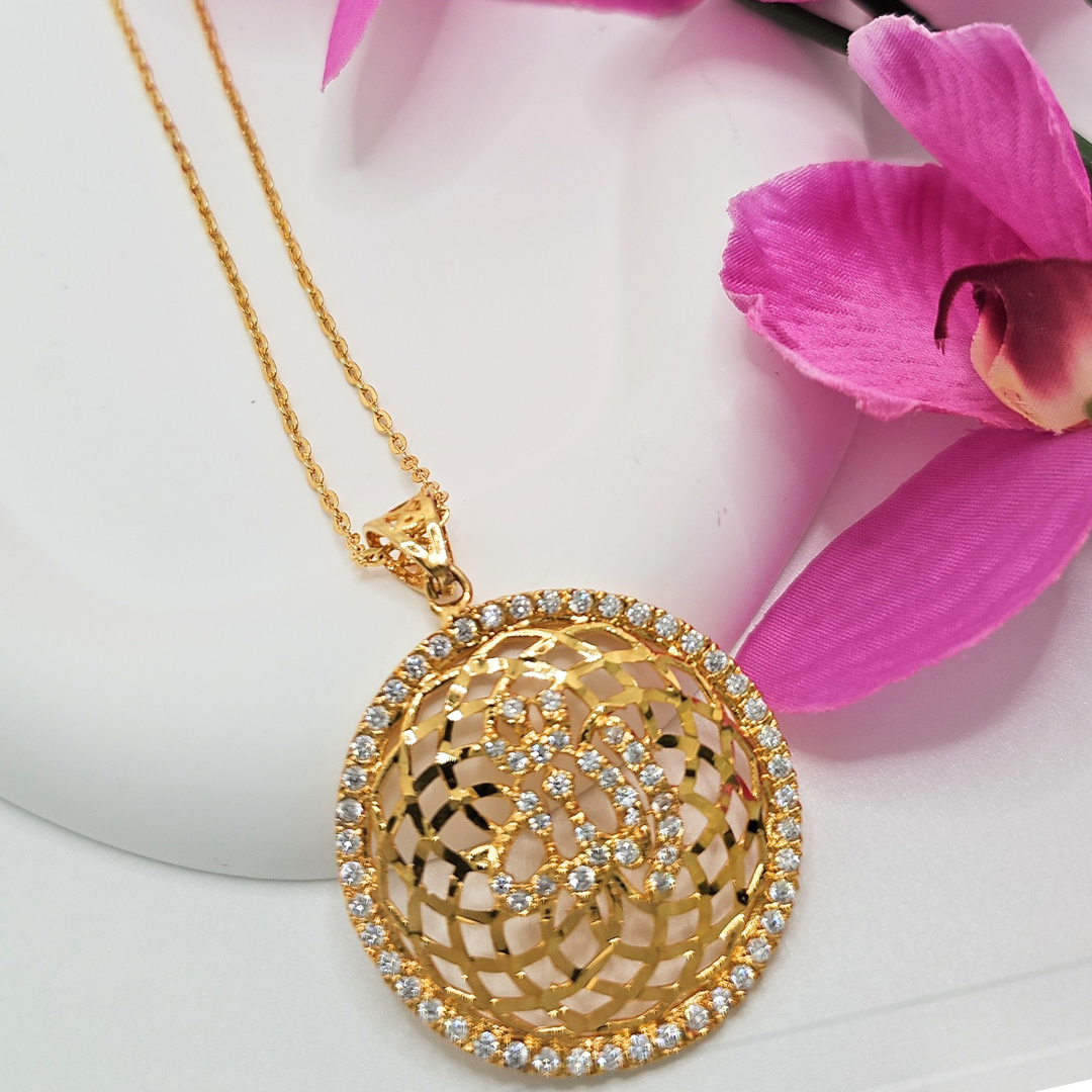 18K Gold Filled ALLAH Pendant CZ Necklace