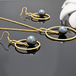 Load image into Gallery viewer, 18K Gold Filled Grey Pearl Set
