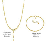 18K Gold Filled Twisted Singapore Wave Chain Necklace & Bracelet Set
