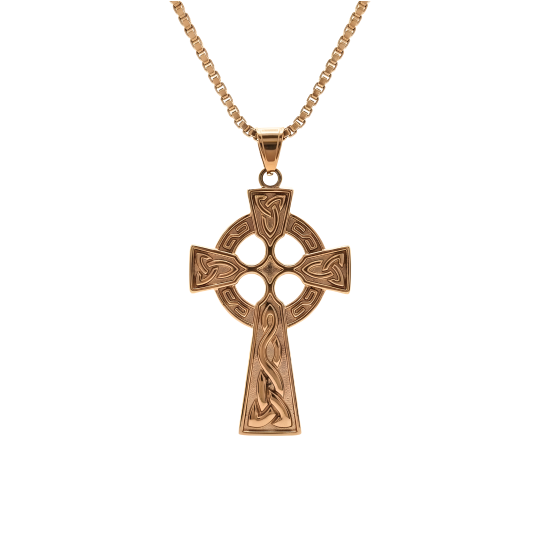 18K Rose Gold Filled Cross Pendant Necklace x 60cm