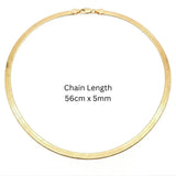 Premium 56CM X 5mm Flat Herringbone Snake Chain Necklace - 18K Gold Plated -  - Unisex Jewelry