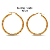 18K 18K Gold Filled Hawaiian Style Twisted Hoop Earrings – Tarnish Proof Hoop Earrings for Women