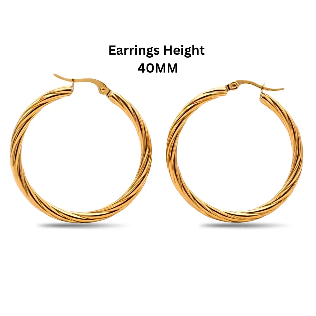 18K 18K Gold Filled Hawaiian Style Twisted Hoop Earrings – Tarnish Proof Hoop Earrings for Women