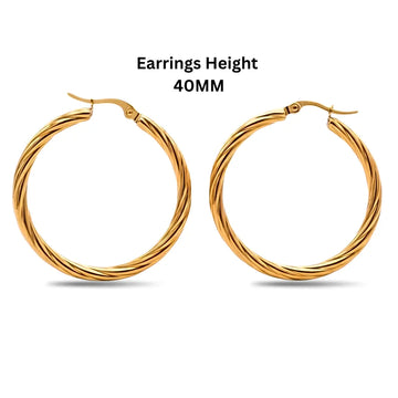 18K 18K Gold Filled Hawaiian Style Twisted Hoop Earrings – Tarnish Proof Hoop Earrings for Women