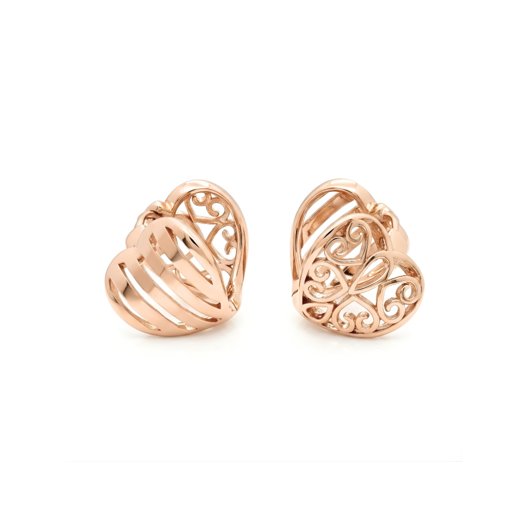 18K Gold Filled Rose Gold Heart Huggie Earrings