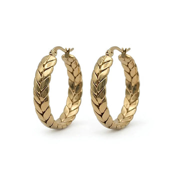 18K Gold Filled Hawaiian Braided Hoop Earrings – Tarnish Proof 30mm Gold Hoops