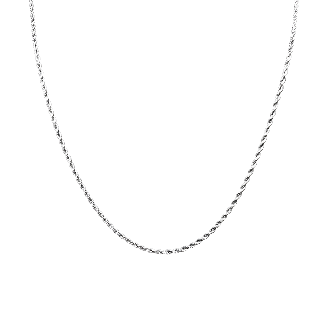 Silver Rhodium Plated Rope Chain 60cm x 3mm