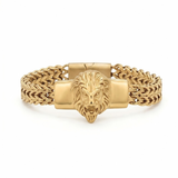 18K Gold Filled Pyramid Stud Bracelet – 20mm Wide Geometric Architectural Rivet Statement Bracelet with Pavé Accents for Men & Women (23cm)