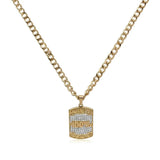 18K Gold Filled 54cm x 6mm Cuban Link Chain Necklace with World Champions Pendant – Fully Polished, Lobster Clasp
