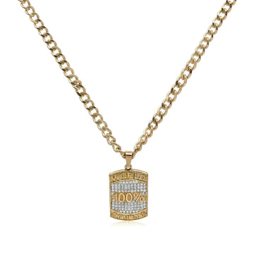 18K Gold Filled 54cm x 6mm Cuban Link Chain Necklace with World Champions Pendant – Fully Polished, Lobster Clasp