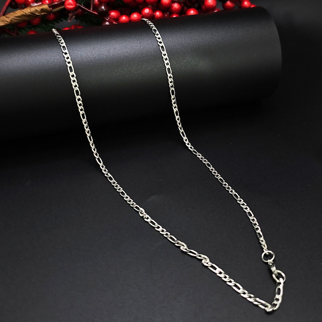 Silver Rhodium 4MM Figaro Chain