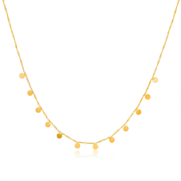 18K Gold Filled Multi-Disc Station Necklace – Dainty Round Circles Choker & Layering Necklace for Women