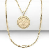 14K Gold Filled Mexican 50 Pesos Centenario Coin Pendant Necklace – 60cm 6mm Curb Chain Greek Key Medallion for Men & Women