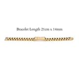 18K Gold Filled Stainless Steel Plaque Bracelet – 21cm 14mm President-Style Link Bracelet for Men