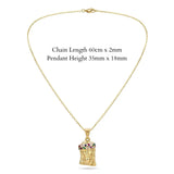 18K Gold Filled Jesus Piece Pendant Necklace – 35mm x 18mm Multicolor Cubic Zirconia Crown with 60cm x 2mm Chain for Men & Women