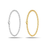 Cuban Link Chain Bracelet – 20cm 4mm Classic Curb Chain Bracelet in 18K Gold Filled & Polished Silver for Men & Women