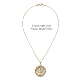 18K Gold Filled Allah Pendant Necklace – 40mm Arabic Calligraphy Geometric Medallion with Pavé Accents & 60cm Delicate Chain for Men & Women