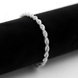 Silver Rope Chain Bracelet – 21cm 6mm Twisted Spiral Link Bracelet with Lobster Clasp for Men