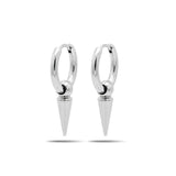 Men’s Silver Spike Hoop Earrings 18mm – Tarnish-Proof Stainless Steel Punk Dangle Huggie Earrings for Men