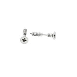Men’s Silver Screw Design Stud Earrings 24mm – Tarnish-Proof Industrial Hardware Post Earrings for Men
