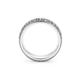 Vintage Filigree Cross & Scroll Sterling Silver Ring – Ornate Wide Band with Beaded Edging & Antiqued Finish for Men